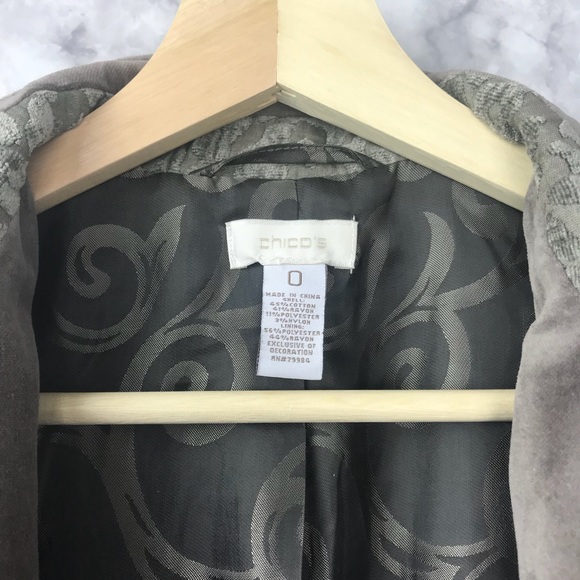 Chico’s Gray Velvet Jacquard Brocade Jacket - Picture 3 of 7